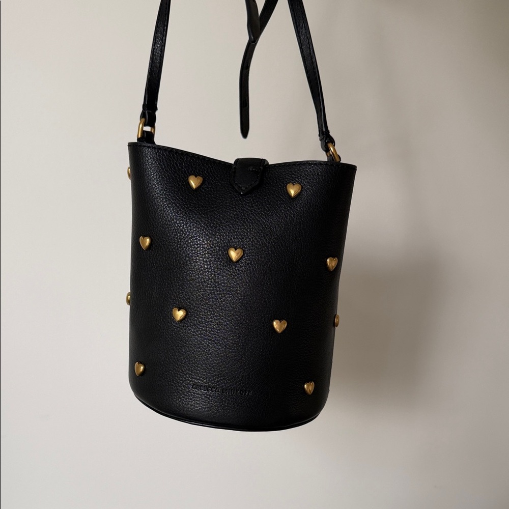Rebecca Minkoff Black Crossbody Bag with Gold Heart Accents - Picture 7 of 10